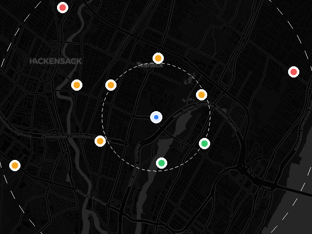 Google Maps ranking heatmap showing geographic rank coverage for cannabis dispensary in Northern NJ before and after optimization